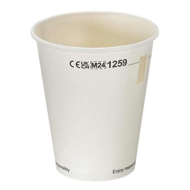 Half Pint To Line (284ml) White Paper Tumbler with Window (Aqueous Lined)	