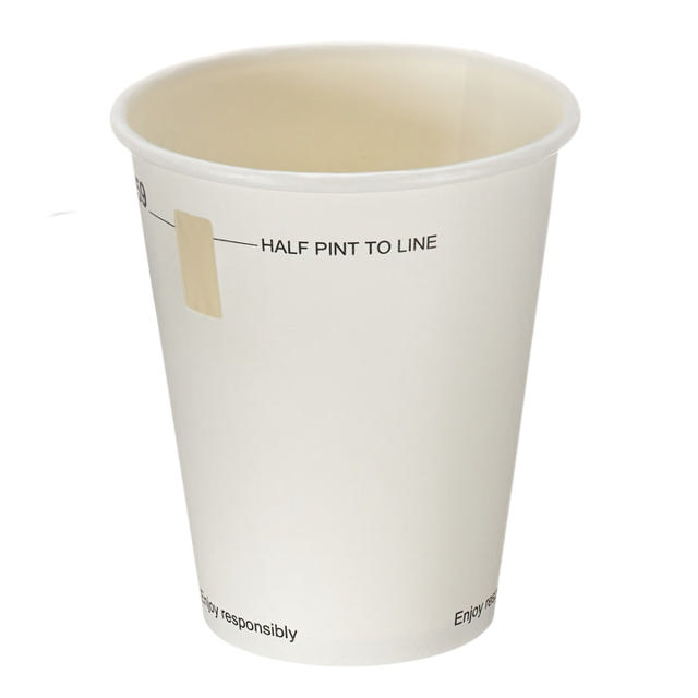 Half Pint To Line (284ml) White Paper Tumbler with Window (Aqueous Lined)	