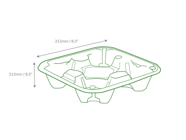 Paper Pulp Four Cup Carry Tray