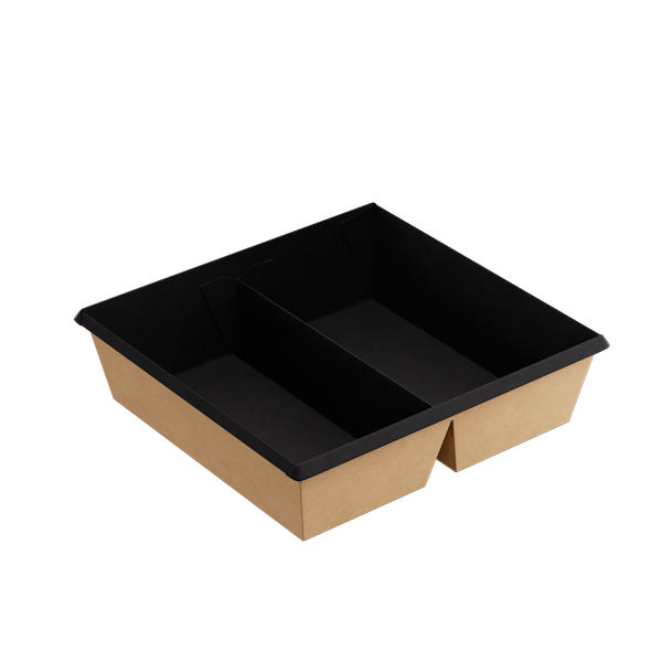 1200ml Kraft/Black Two Compartment OneClick (PO Lined)