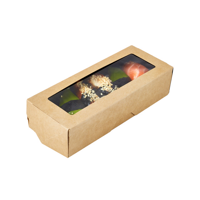 500ml Kraft/Black OneBox with PP Window (PO Lined)