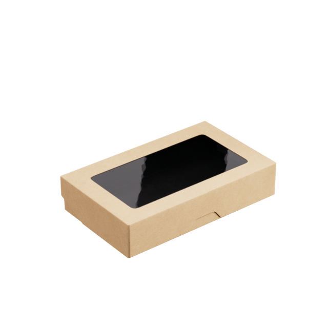 1000ml Kraft/Black OneBox with PP Window (PO Lined)