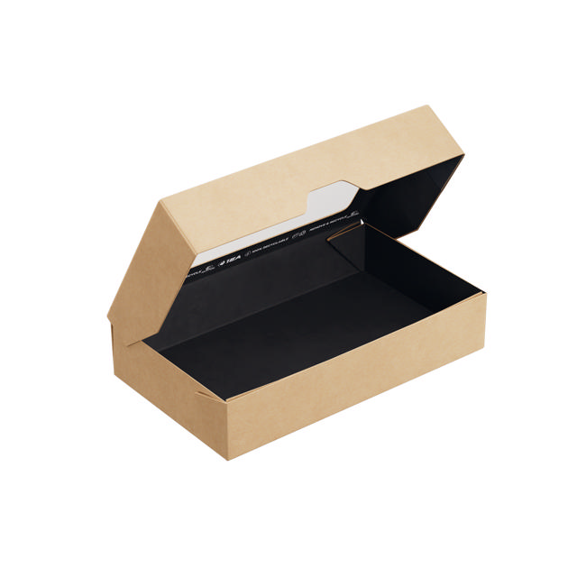 1000ml Kraft/Black OneBox with PP Window (PO Lined)