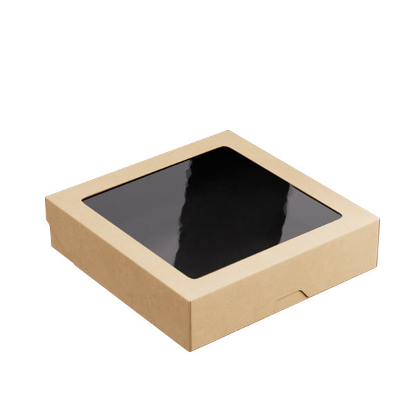 1500ml Kraft/Black OneBox with PP Window (PO Lined)