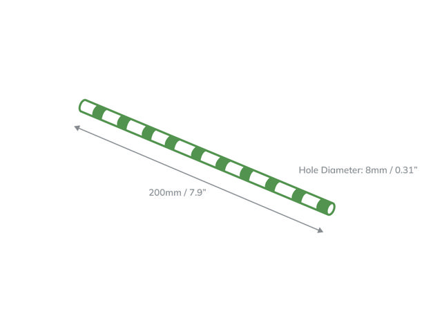Lime Striped Paper StrawGo-Pak Lime Green Striped Paper Straw