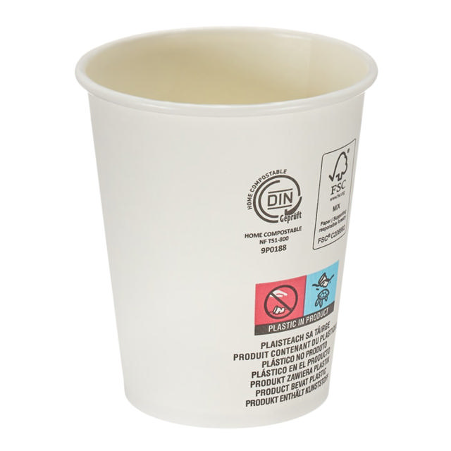 8oz White Single Wall Hot Cup (Aqueous Lined)