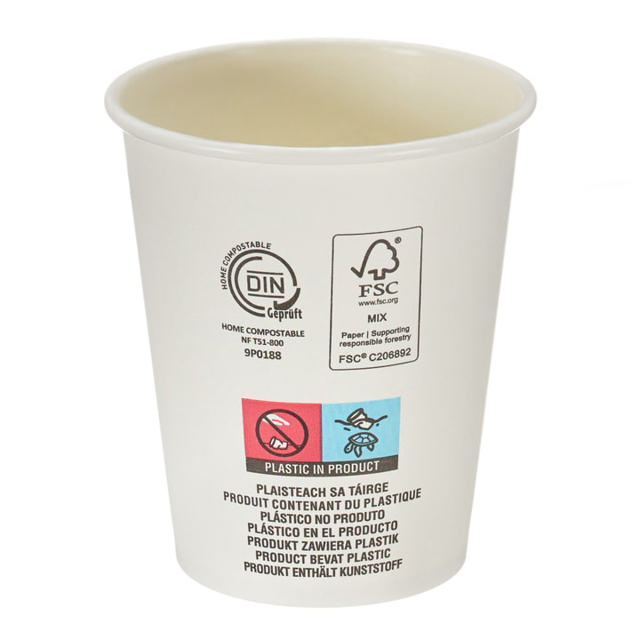 8oz White Single Wall Hot Cup (Aqueous Lined)