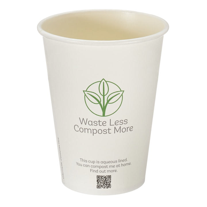 12oz White Single Wall Hot Cup (Aqueous Lined)