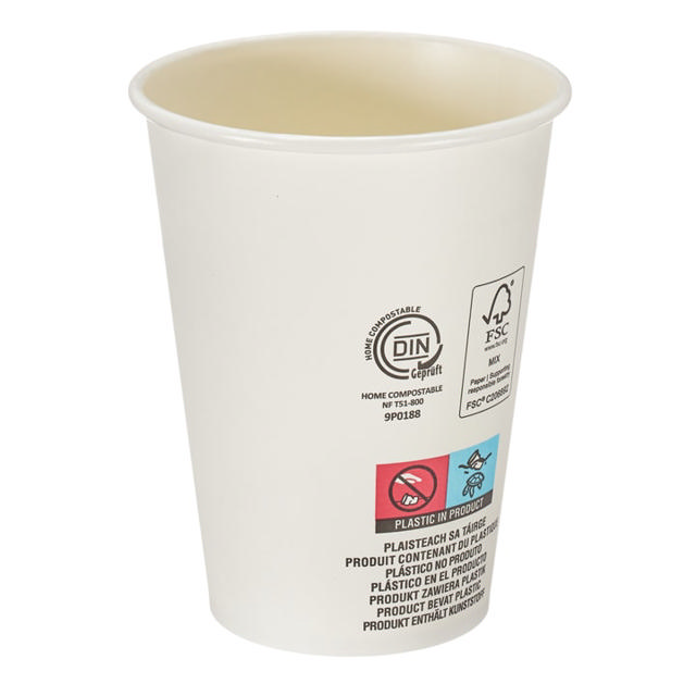 12oz White Single Wall Hot Cup (Aqueous Lined)