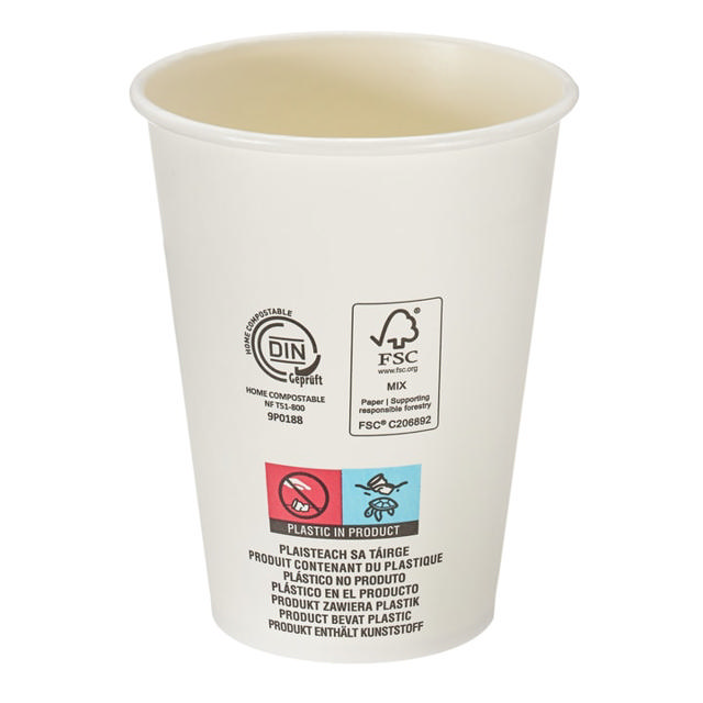 12oz White Single Wall Hot Cup (Aqueous Lined)