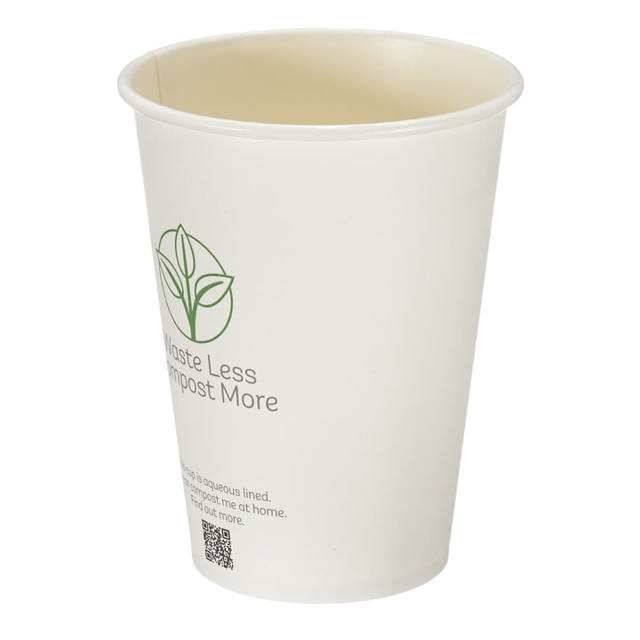 12oz White Single Wall Hot Cup (Aqueous Lined)