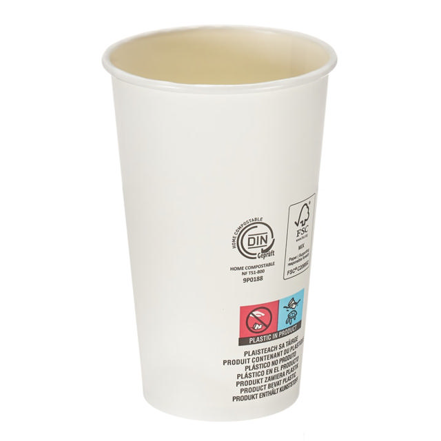 16oz White Single Wall Hot Cup (Aqueous Lined)