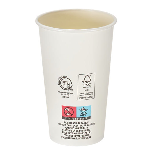 16oz White Single Wall Hot Cup (Aqueous Lined)
