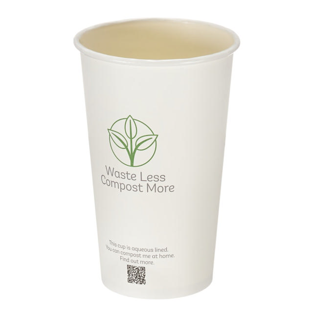 16oz White Single Wall Hot Cup (Aqueous Lined)