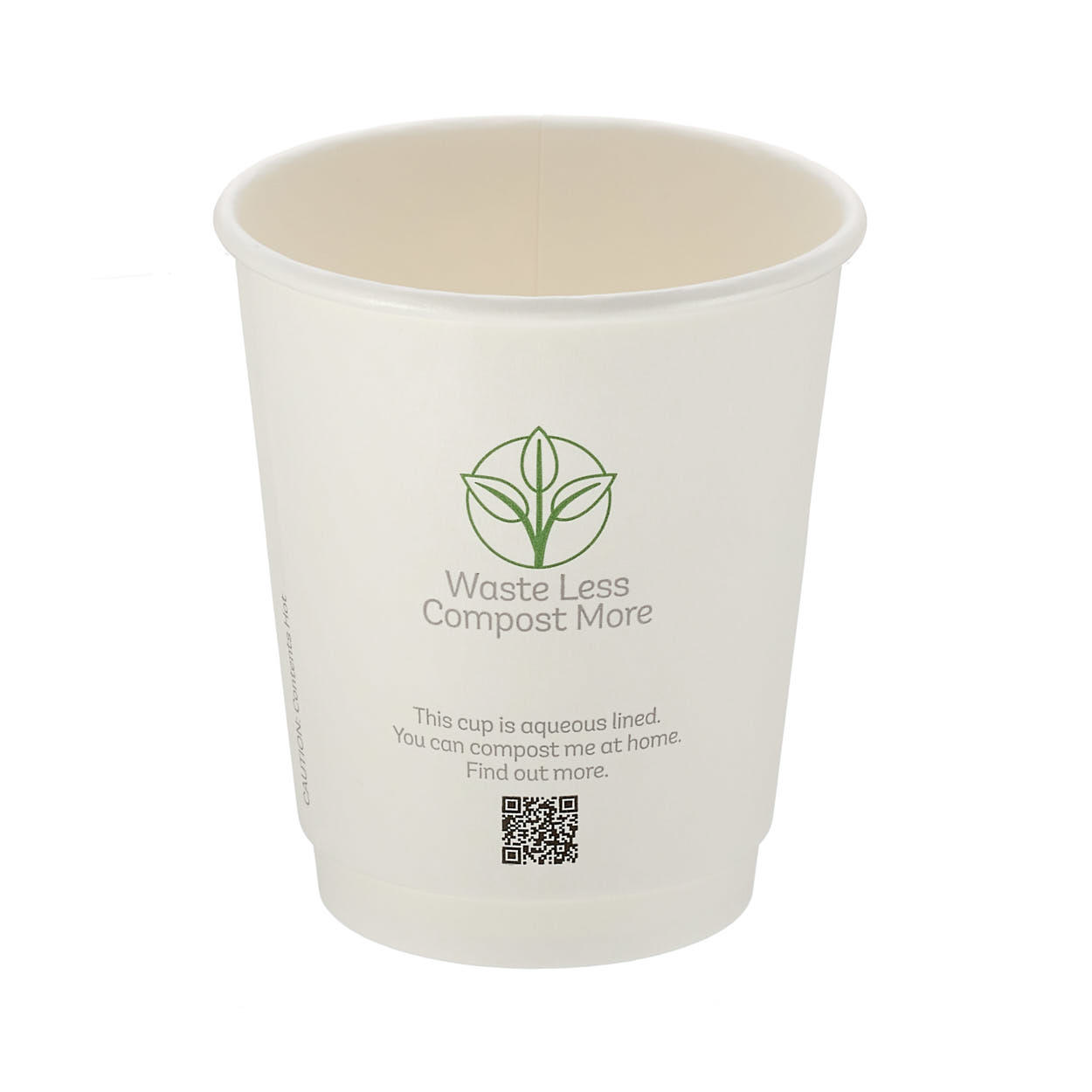 8oz White Double Wall Hot Cup (Aqueous Lined)