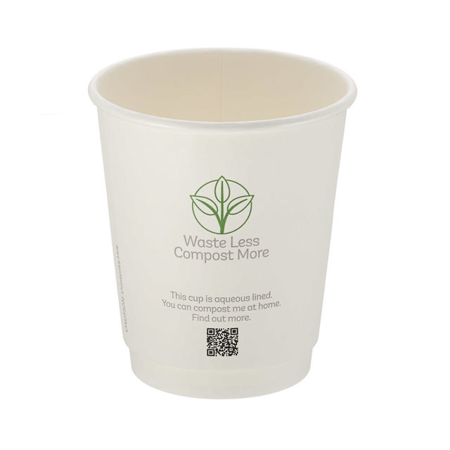 8oz White Double Wall Hot Cup (Aqueous Lined)