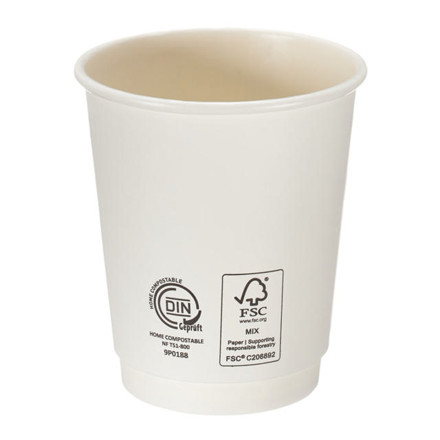 8oz White Double Wall Hot Cup (Aqueous Lined)