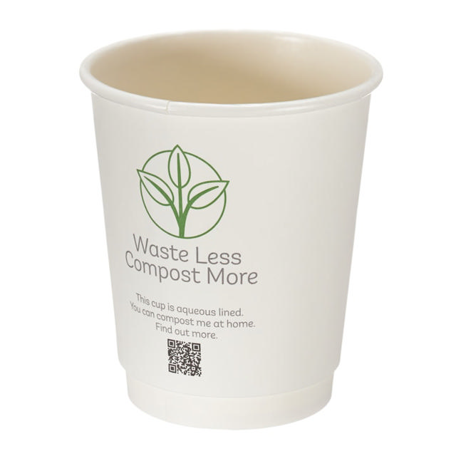 8oz White Double Wall Hot Cup (Aqueous Lined)