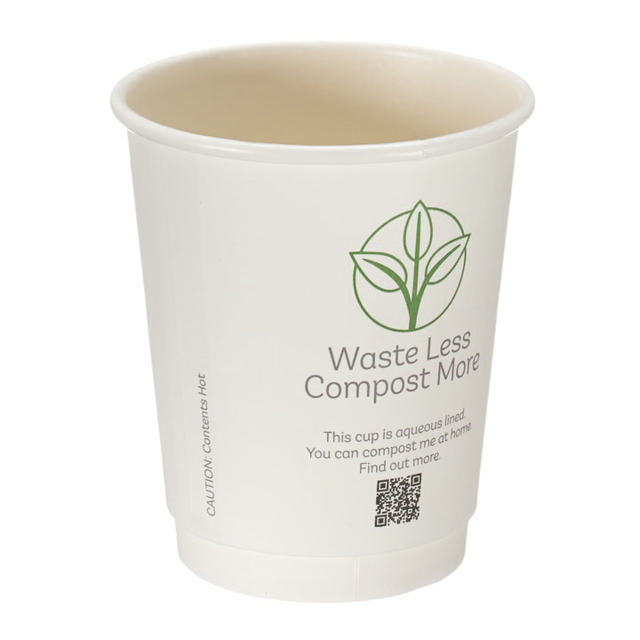 8oz White Double Wall Hot Cup (Aqueous Lined)