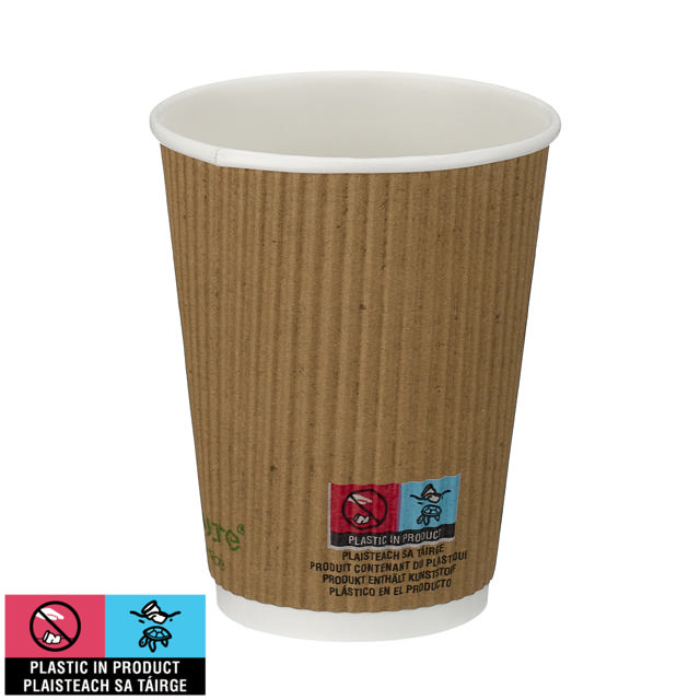 12oz Tall Kraft Ripple Wall Hot Cup (PLA Lined)