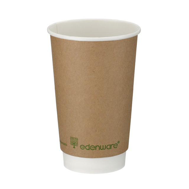 16oz Kraft Double Wall Hot Cup (PLA Lined)