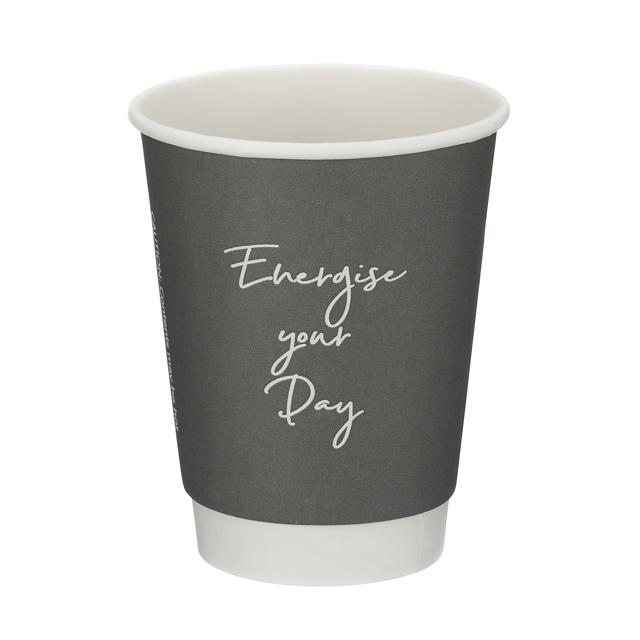 12oz Grey Double Wall Hot Cup (PE Lined)
