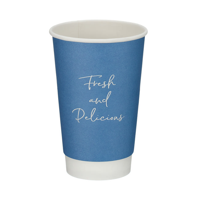 16oz Blue Double Wall Hot Cup (PE Lined)