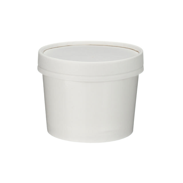 8oz White Premium Soup Pot / White Paper Lid (PP lined) 