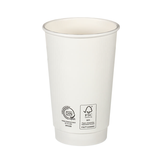 16oz White Double Wall Hot Cup (Aqueous Lined)