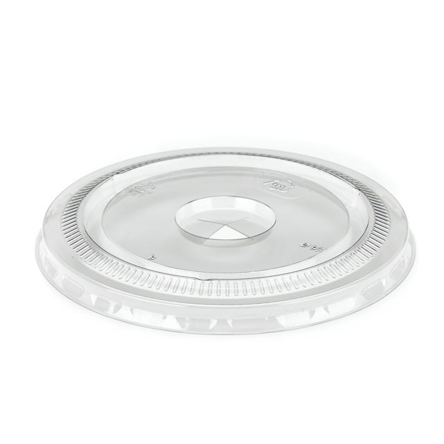 12oz Clear rPET Flat Cold Cup Lid with Straw Slot